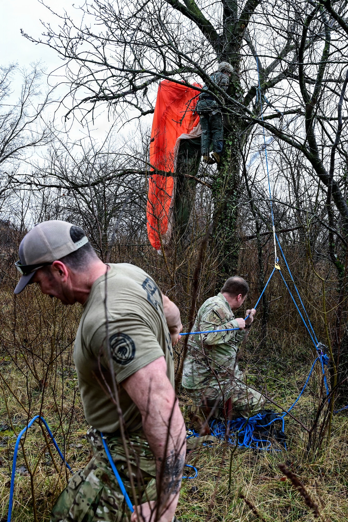 Service members in simulated training