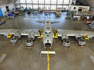 The B-17D Flying Fortress, known as The Swoose, is the oldest surviving B-17 and the only D-model in existence, at the National Museum of the U.S. Air Force, Wright-Patterson Air Force Base, Ohio.