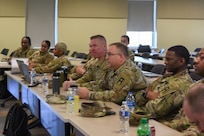 Brig. Gen. Michael Shanley, Commanding General, 85th U.S. Army Reserve Support Command, listens to a briefing during a Mobilization Assessment Workshop held at Fort Hood, Texas, February 2-6, 2026.