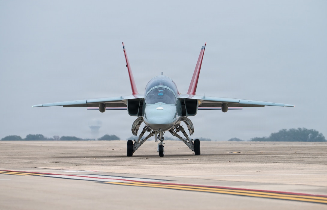 Photo of a T-7A Red Hawk on the flightline