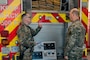 U.S. Air Force Gen. S. L. Davis, right, commander of Air Force Global Strike Command, talks with Tech. Sgt. William Connell, 2nd Civil Engineer Squadron firefighter, during a visit to Fire Station 2 at Barksdale Air Force Base, Louisiana, Feb. 4, 2026. During his visit, Davis spoke with 2 CES Airmen about their unit’s role in protecting AFGSC assets and opportunities to be more effective. (U.S. Air Force photo by Senior Airman Seth Watson)
