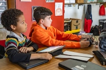 WARSAW, Va.  – Students in Kaylin Drake’s fourth grade science class at Richmond County Elementary School learn how to program robots donated by Naval Surface Warfare Center Dahlgren Division. The robots have been used to develop a Naval Sea Command-themed robotics camp and curriculum using the NSWCDD-donated Lego kits as a foundation. Dahlgren Division scientists and engineers serve as STEM advocates across area schools, reaching thousands of students each year to develop tomorrow’s Navy innovators. (Dorina Watermolen/NSWCDD Photo)