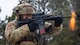 U.S. Air Force Tech. Sgt. Andrew Moore, 91st Missile Security Operations Squadron convoy squad leader, fires an M-4 assault rifle during a force-on-force exercise in Garrison, North Dakota, Feb. 6, 2026. Moore coordinated the movement, tactics, and efforts of his team to engage and defeat a simulated opposing force. (U.S. Air Force photo by Senior Airman Kyle Wilson)