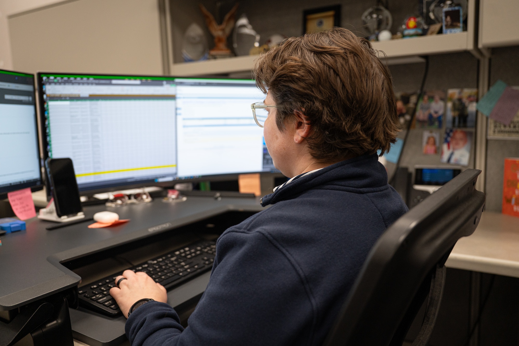 Brittany Krammer, a human resources specialist for the 42d Force Support Squadron Military Personnel Flight, types on her keyboard at Maxwell Air Force Base, Alabama, Feb. 09, 2026.
