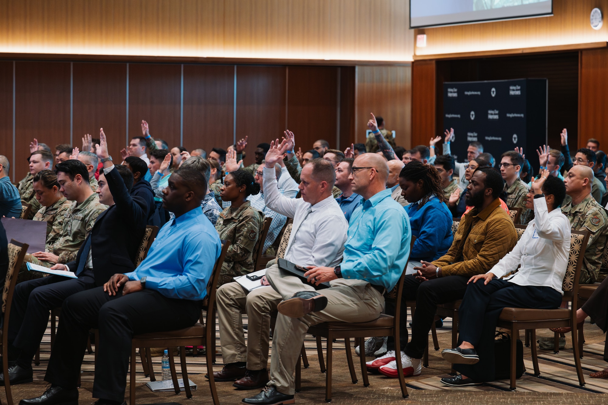 U.S. service members and civilians engage in a career preparation workshop during a career summit at Kadena Air Base, Japan, Feb. 5, 2026. The workshops provided guidance and resources to support successful transitions to civilian careers. (U.S. Air Force photo by Airman 1st Class Francisco Huerta)