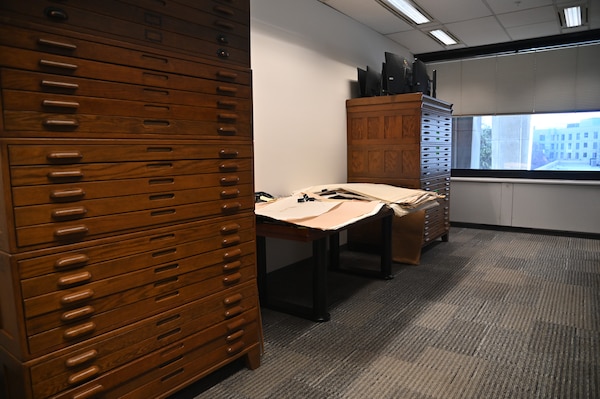 Modern cartographers for the United States Army Corps of Engineers’ Fort Worth District Real Estate Division have decades of maps stored in wooden cabinets. The maps show the different phases of projects including the district’s 25 lakes, military construction, as well as flood risk mitigation projects with local, county and state governments from throughout the district’s boundaries. Using the old two-dimensional maps along with current surveys allows the cartographers to produce new maps using modern software such as MicroStation and ArcGIS Pro that clearly depicts each and every project in a clearer, multi-dimensional view that was not available before.