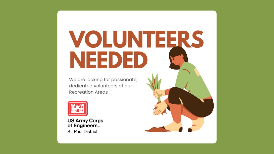 A graphic that says "Volunteers Needed"