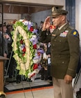 Maj. Gen. Rodney Boyd, the adjutant general of Illinois and commander of the Illinois National Guard, renders a salute after placing a wreath at the tomb of President Abraham Lincoln on behalf of President Donald J. Trump Feb. 12, 2026, as part of the 92nd annual American Legion Pilgrimage to Lincoln’s Tomb at Oak Ridge Cemetery in Springfield, Illinois.