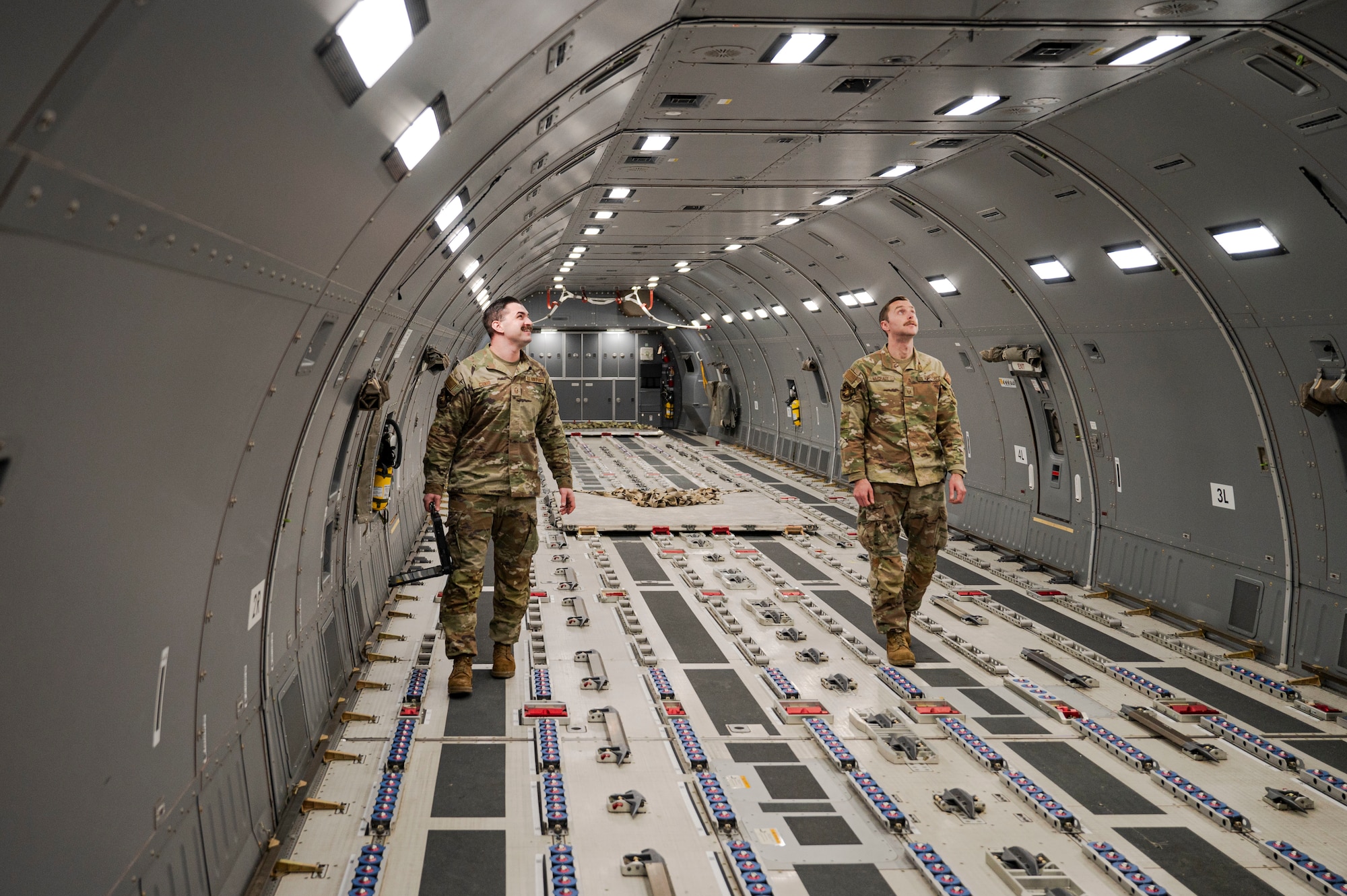 A Crew Chief inspect KC-46A Pegasus aircraft