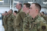 U.S. Airmen assigned to the Wisconsin Air National Guard attend the state’s deputy adjutant general for Air change of command ceremony Feb. 7, at Truax Field in Madison, Wisconsin. During the event, Brig. Gen. Bart Van Roo, former director of strategic plans and operations for the state of Wisconsin, assumed responsibility for more than 2,300 personnel serving in two flying wings and a combat readiness training center, and will serve as chief advisor to the adjutant general on all aspects of Wisconsin Air National Guard operations. (U.S. National Guard photo by Paul Gorman)