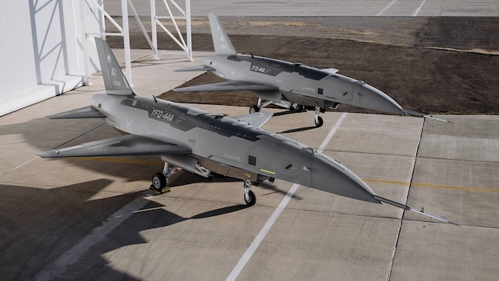 YFQ-44 aircraft sitting on a runway.