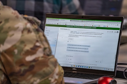 Pennsylvania National Guard Soldiers participate in an Artificial Intelligence 201 class at Fort Indiantown Gap, Pennsylvania, Feb. 11-12, 2026. The course, taught by U.S. Army War College faculty, focused on responsible AI use and practicing critical thinking skills for effective AI prompting. (U.S. Army National Guard photo by Sgt. Kayden Bedwell)