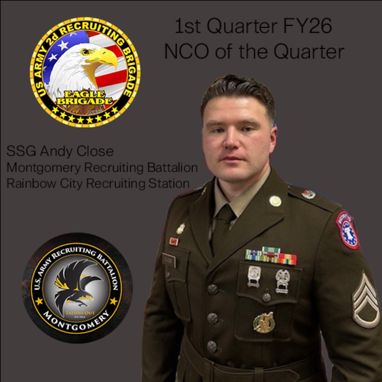 Regular Army NCO of the Quarter: SSG Andy Close, Montgomery Recruiting Battalion, Rainbow City Recruiting Station.