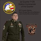 Station Commander of the Quarter: SFC Austin Spinks from the 3T Baton Rouge Recruiting Battalion, 3T8B Lake Charles Recruiting Station.