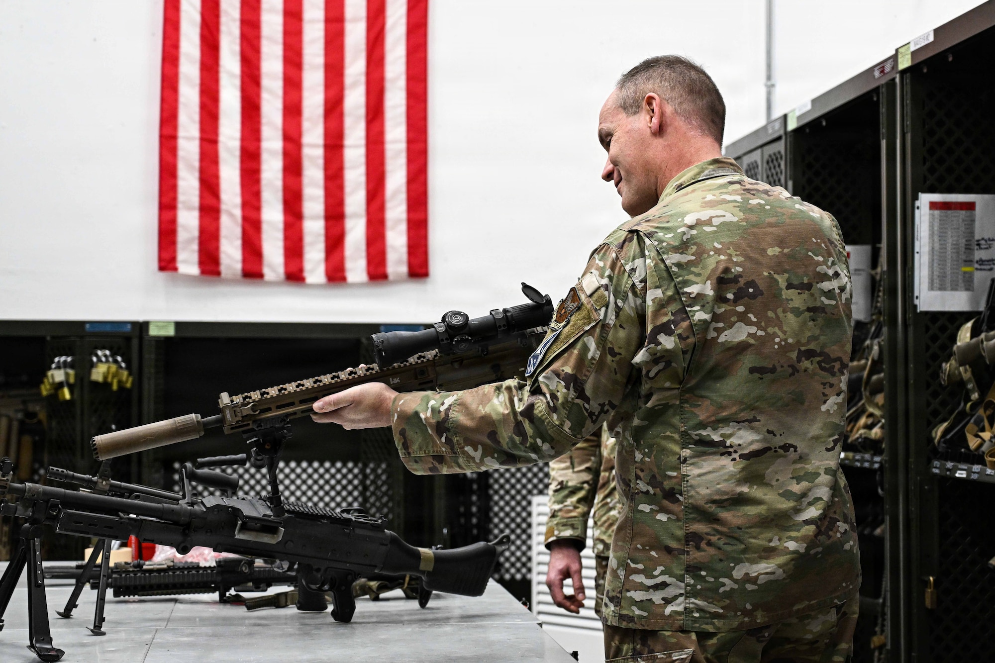 U.S. Air Force Maj. Gen. Jefferson O’Donnell examines during a tour.