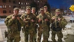 Indiana National Guard Soldiers pose for a group photo in Washington, Feb. 9, 2026. About 2,600 National Guard members are supporting the D.C. Safe and Beautiful mission, providing critical support to the Metropolitan Police Department in ensuring the safety of all who live, work and visit the District.