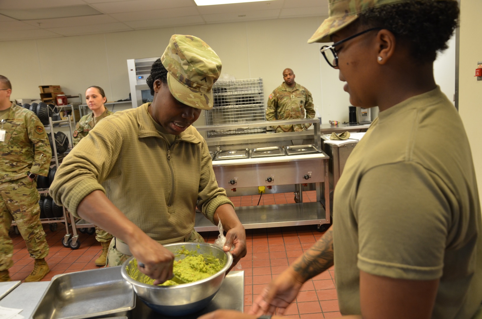 During the Patient Tray Services block of instruction in the Medical Education and Training Campus Nutrition & Diet Therapy course, trainees apply classroom knowledge in a hands-on kitchen laboratory environment that mirrors real-world clinical food service operations. This training reinforces the critical role Army and Air Force nutrition care specialists play in patient care and recovery within fixed medical facilities.