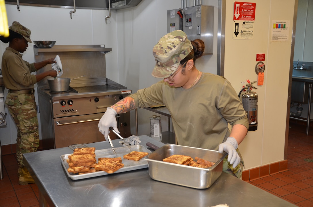 During the Patient Tray Services block of instruction in the Medical Education and Training Campus Nutrition & Diet Therapy course, trainees apply classroom knowledge in a hands-on kitchen laboratory environment that mirrors real-world clinical food service operations. This training reinforces the critical role Army and Air Force nutrition care specialists play in patient care and recovery within fixed medical facilities.