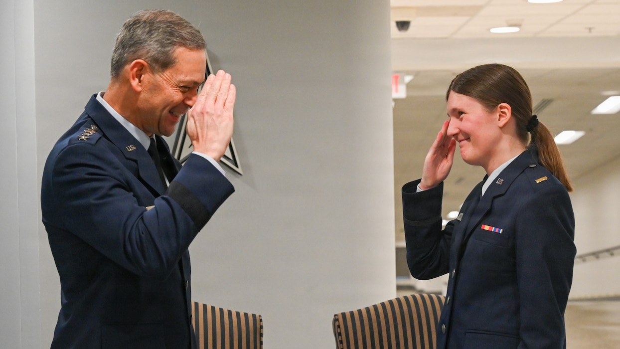Cadet saluting CSAF