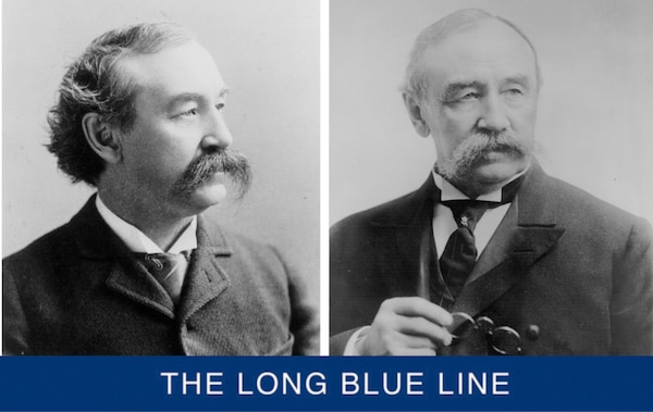 (Left) Vintage photograph of Sumner Kimball early in his Treasury Department career. (Right) Photograph of U.S. Life-Saving Service General Superintendent, Sumner Kimball, late in his service career. (U.S. Coast Guard)