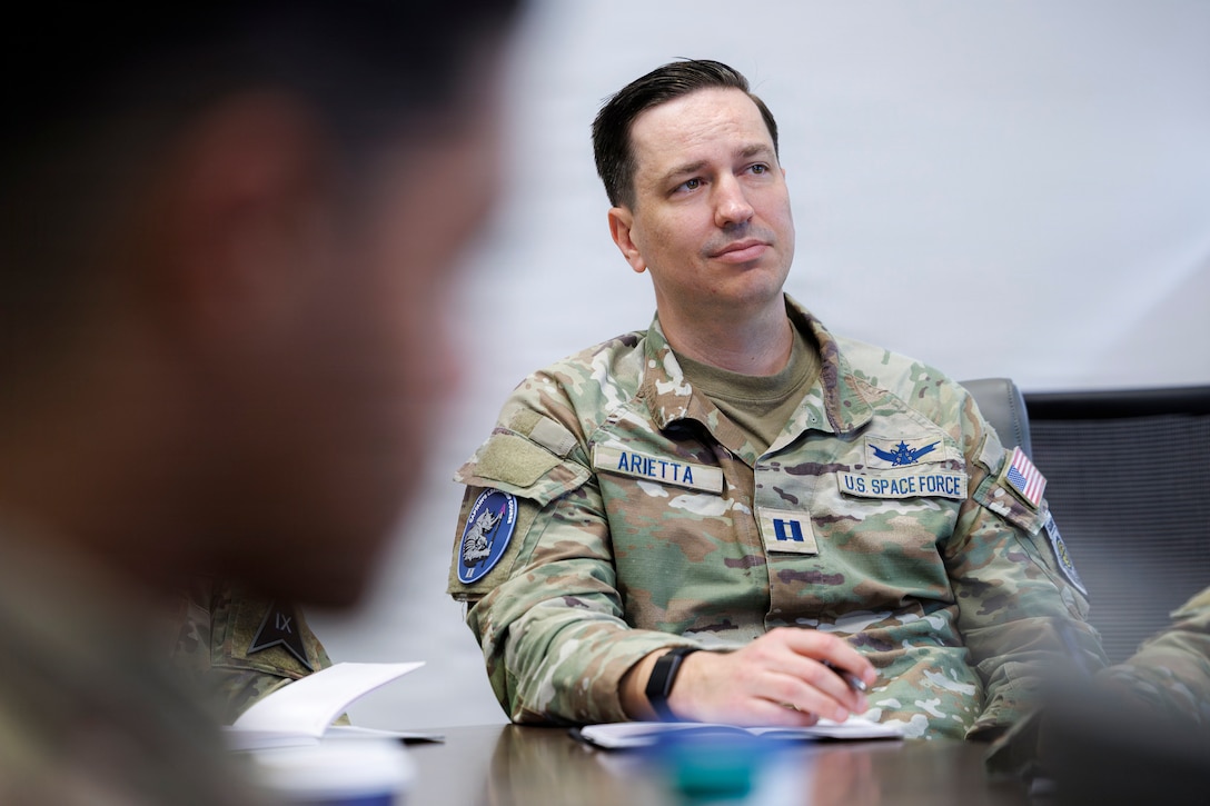 Students in class wearing Space Force uniforms