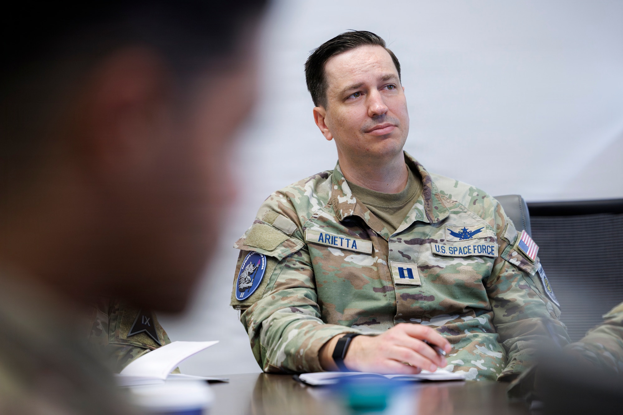 Students in class wearing Space Force uniforms