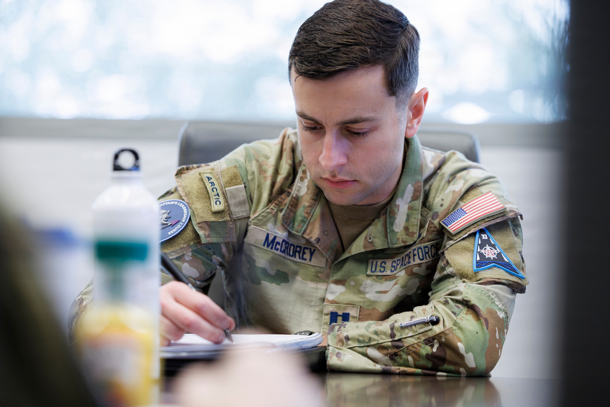 Students in class wearing Space Force uniforms