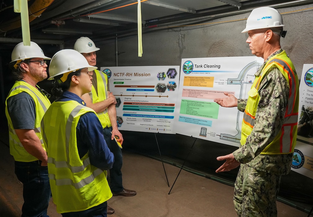 Capt. Richard Barkley, facilities director, Navy Closure Task Force-Red Hill (NCTF-RH), speaks to members of the Agency for Toxic Substances & Disease Registry during a site visit to the Red Hill Bulk Fuel Storage Facility (RHBFSF) in Honolulu, Jan. 28, 2026. Charged with the safe decommissioning of the RHBFSF, NCTF-RH was established by the Department of the Navy as a commitment to the community and the environment. NCTF-RH continues to engage with the people of Hawaii, regulatory agencies, and other stakeholders as it safely and deliberately decommissions the facility. (U.S. Navy photo by Mass Communication Specialist 1st Class Glenn Slaughter)
