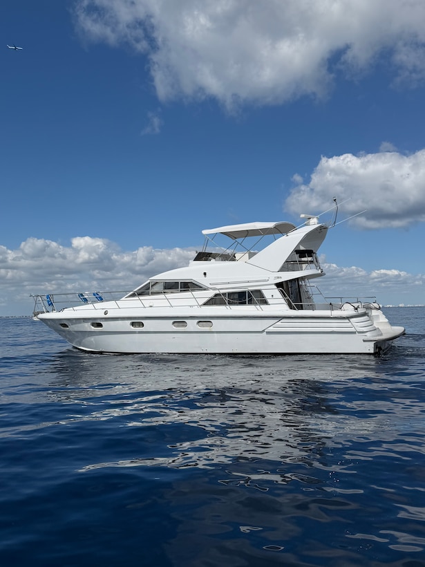 A suspected drug smuggling vessel floating off Fort Lauderdale, Florida, Feb. 9, 2026. Coast Guard Station Fort Lauderdale's law enforcement crew interdicted approximately $5.6 million in illicit narcotics. (U.S. Coast Guard photo by Station Fort Lauderdale's crew)