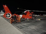 A Coast Guard Air Facility Charleston MH-65 Dolphin helicopter crew rescued a man and his dog and transported them to Georgetown Airport with no reported medical concerns.