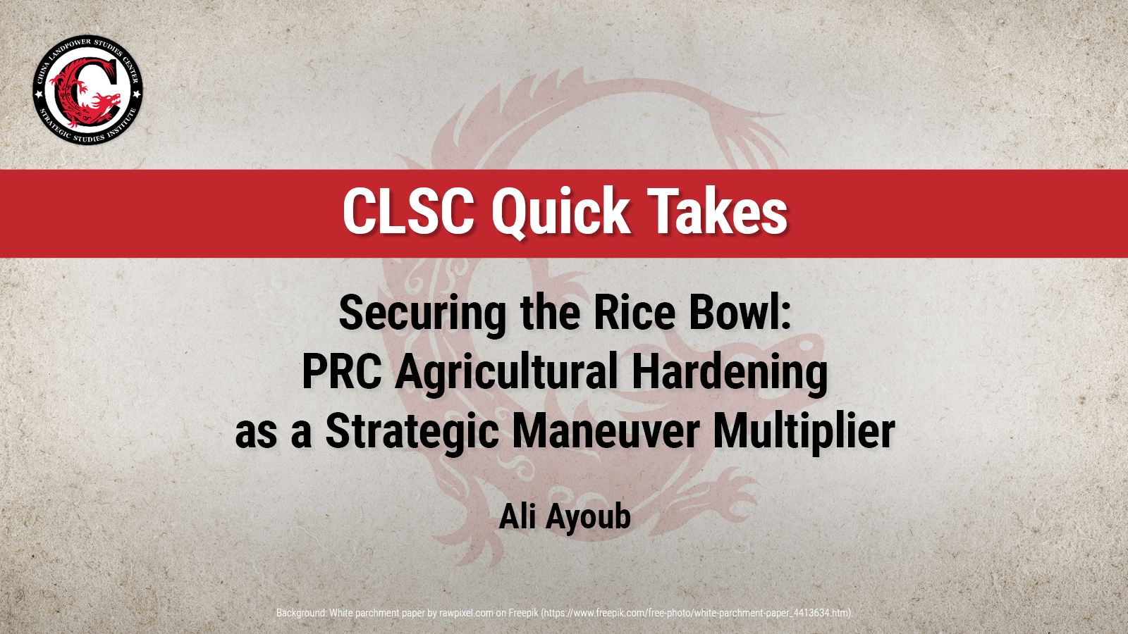 Securing the Rice Bowl: PRC Agricultural Hardening as a Strategic Maneuver Multiplier | Ali Ayoub