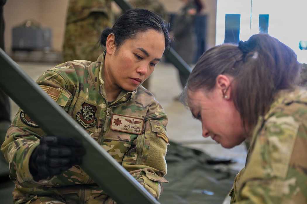 Airmen assemble field shelter