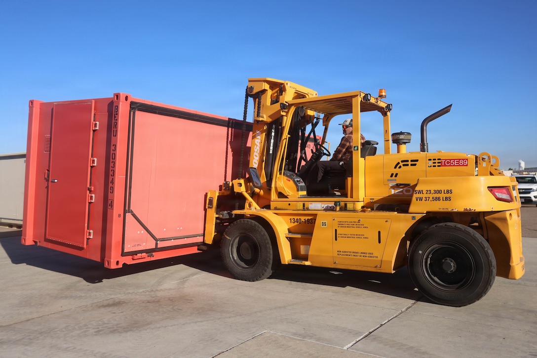 A Rapid Emplacement Medical (REM) is staged during Exercise Steel Knight at Naval Air Station North Island in Coronado, California, Dec. 2, 2025. The Marine Corps Warfighting Laboratory/Futures Directorate examines future operating environments to generate threat-informed operating concepts and capabilities and, through experimentation, provide analytically supported recommendations to inform future force design and development activities. (U.S. Marine Corps photo by Cpl. Michael Bartman)