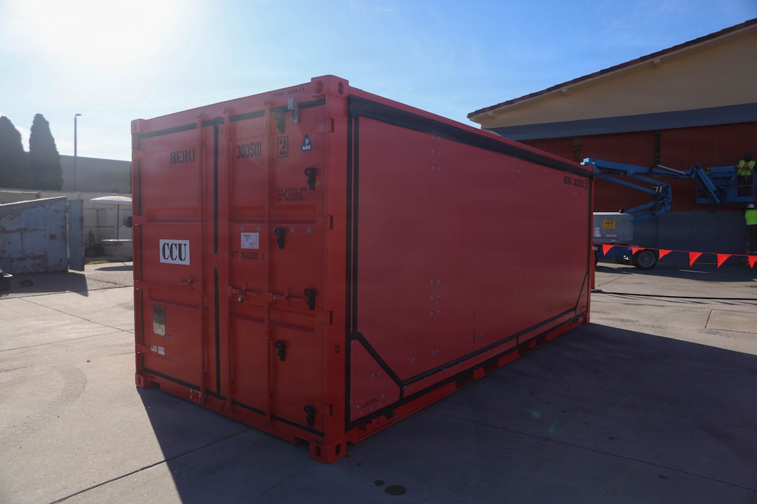 A Rapid Emplacement Medical (REM) is placed during Exercise Steel Knight at Naval Air Station North Island in Coronado, California, Dec. 2, 2025. The Marine Corps Warfighting Laboratory/Futures Directorate examines future operating environments to generate threat-informed operating concepts and capabilities and, through experimentation, provide analytically supported recommendations to inform future force design and development activities. (U.S. Marine Corps photo by Cpl. Michael Bartman)