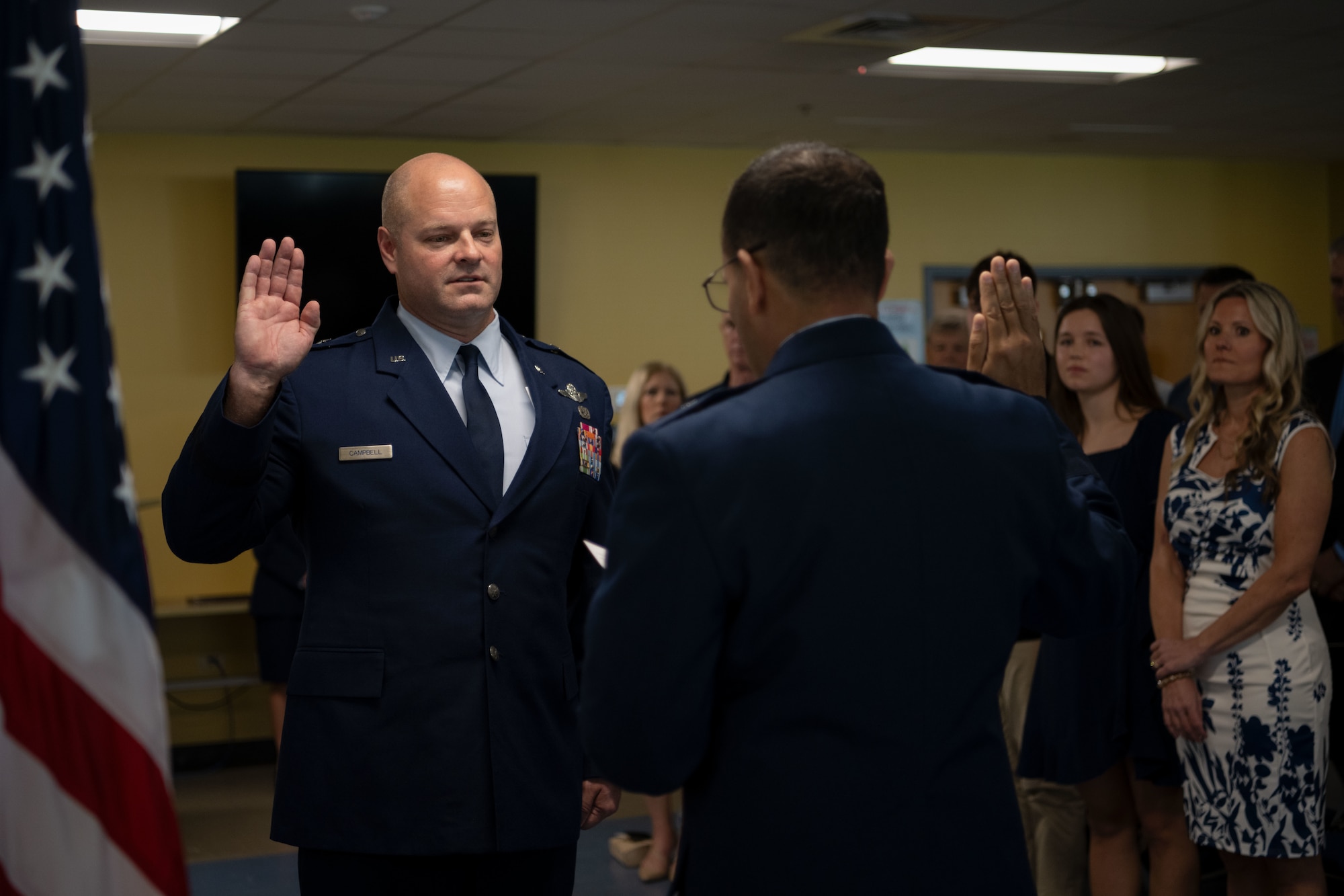 U.S. Air Force Brig. Gen. Steven L. Campbell, chief of staff, Puerto Rico Air National Guard, recites the oath of office during his promotion ceremony at Muñiz Air National Guard Base, Carolina, Puerto Rico, Feb. 6, 2026. During the ceremony, Campbell was recognized for his years of leadership, dedication and service. (U.S. Air National Guard photo by Senior Airman Victoria A. Jewett)