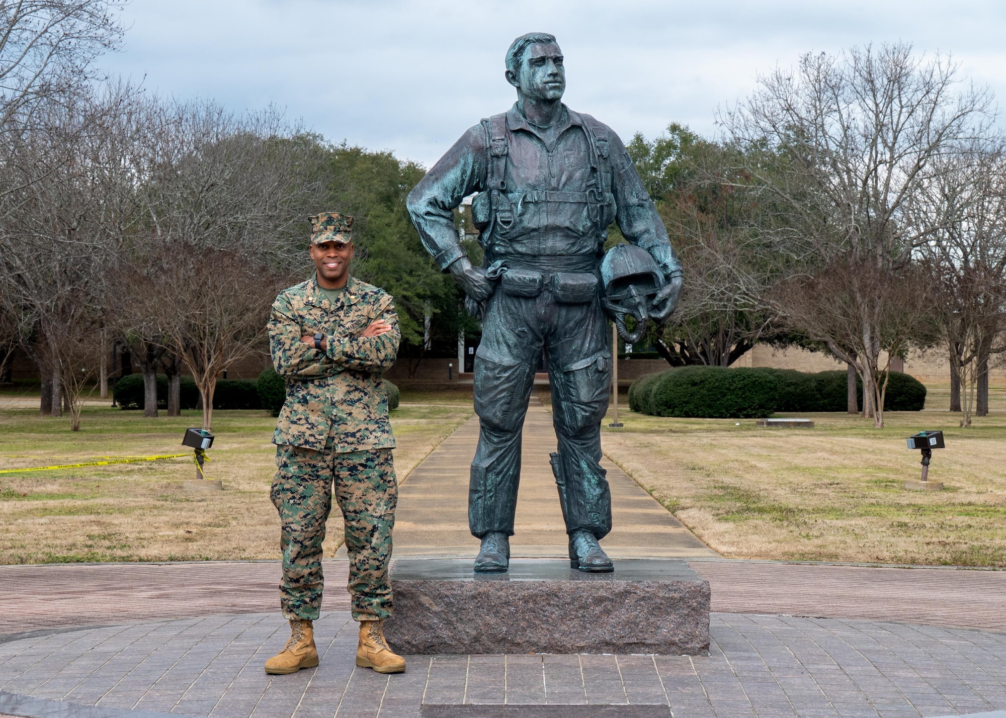 U.S. Marine Corps Maj. Cory Walker, School of Advanced Air and Space Studies student, poses for a photo at Maxwell Air Force Base, Alabama, Feb. 10, 2026.