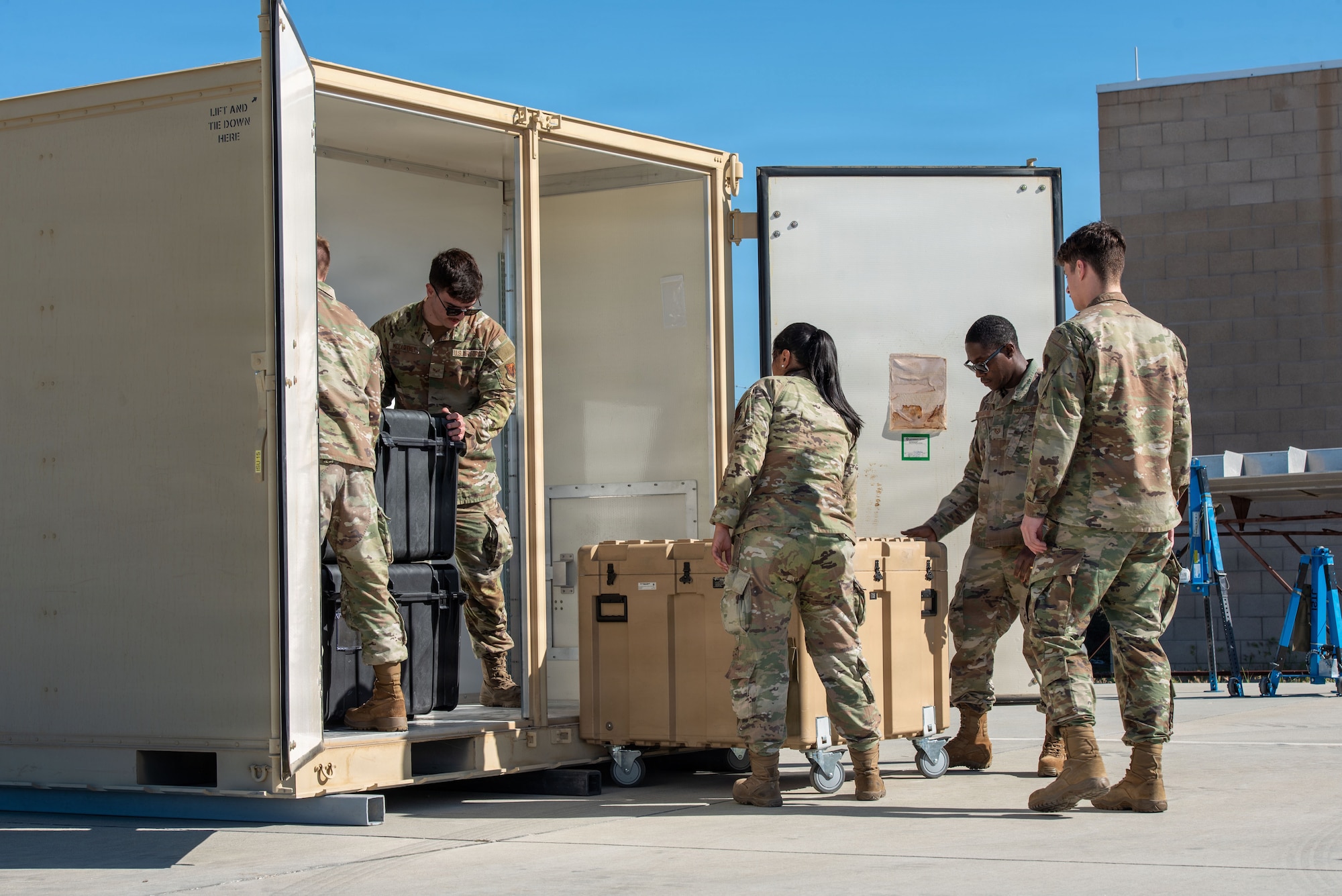U.S. Airmen assigned to the 25th Aircraft Maintenance Squadron inspect and prepare necessary equipment for exercise Bamboo Eagle 26-1 at Point Mugu Naval Air Station, Calif., Feb. 12, 2026.