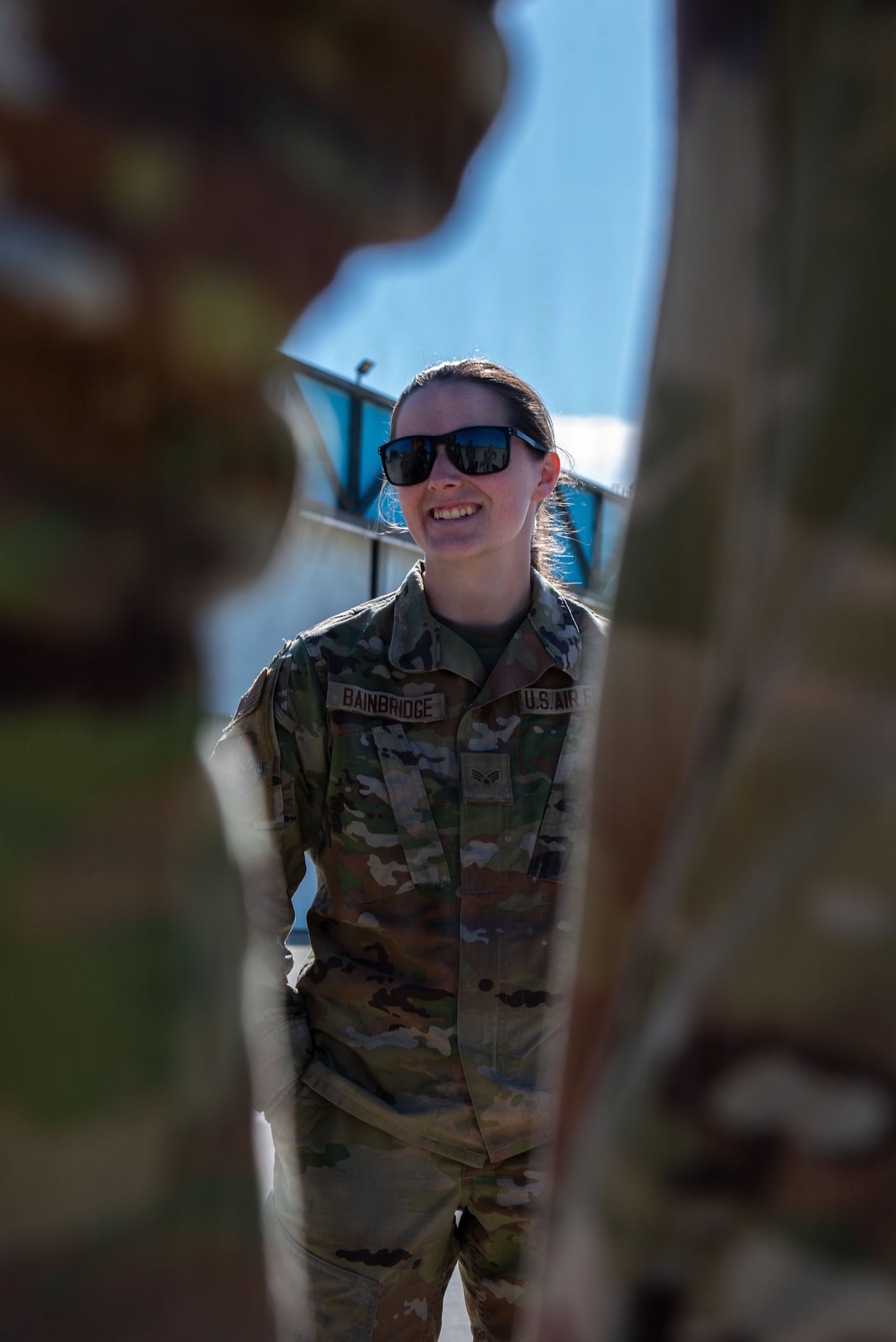 U.S. Air Force Senior Airman Jaiden Bainbridge, 25th Aircraft Maintenance Squadron crew chief, discusses logistics while preparing for exercise Bamboo Eagle 26-1 at Point Mugu Naval Air Station, Calif., Feb. 12, 2026.