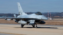 A Republic of Korea Air Force KF-16 assigned to the 111th Fighter Squadron, arrives during Buddy Squadron 26-2 at Osan Air Base, ROK, Feb. 9, 2026