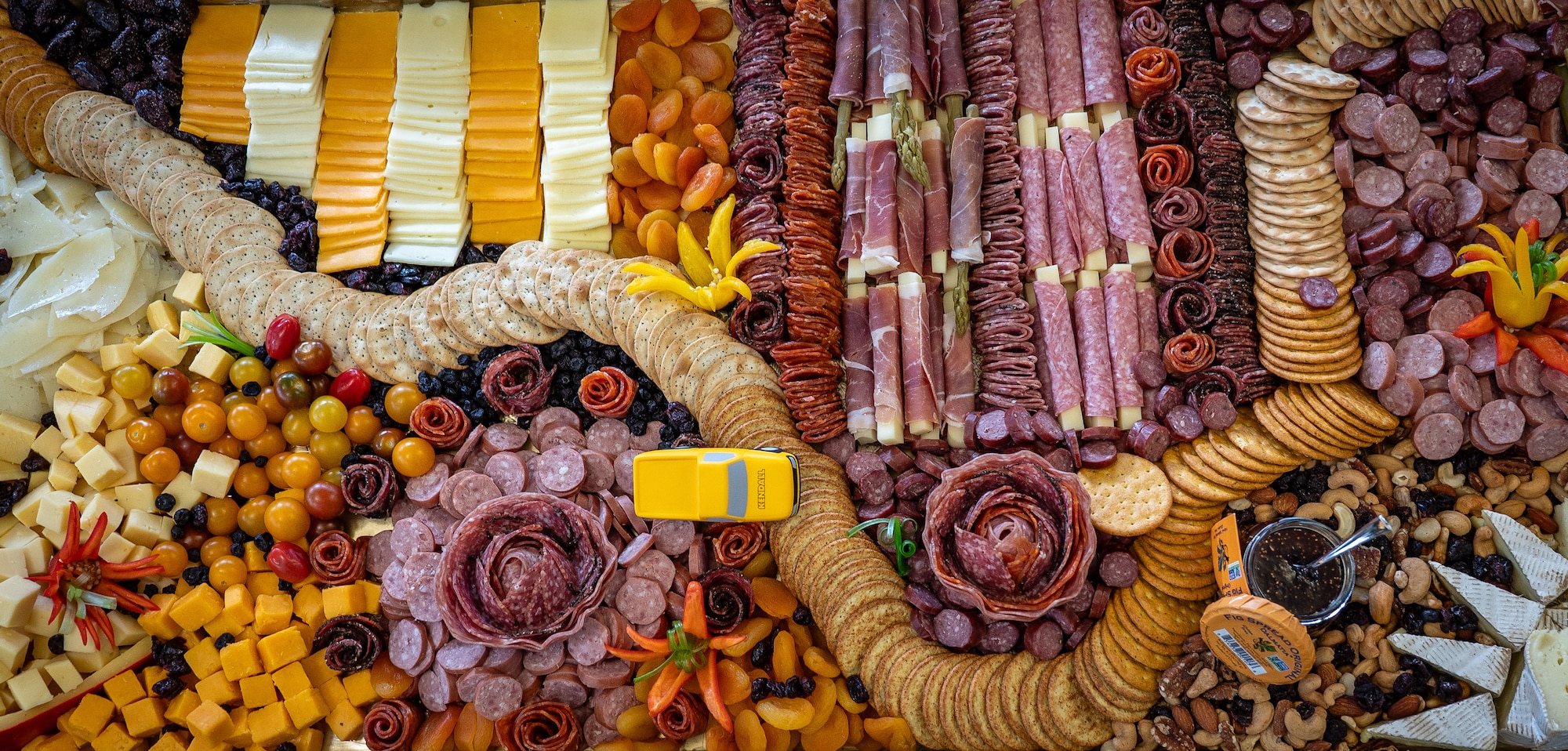 A charcuterie board is presented during an event at the Elmendorf USO at Joint Base Elmendorf-Richardson, Alaska, Feb. 11, 2026. The event highlighted a decade of USO support to service members and their families stationed at JBER. (U.S. Air Force photo by Senior Airman Hunter Hites)