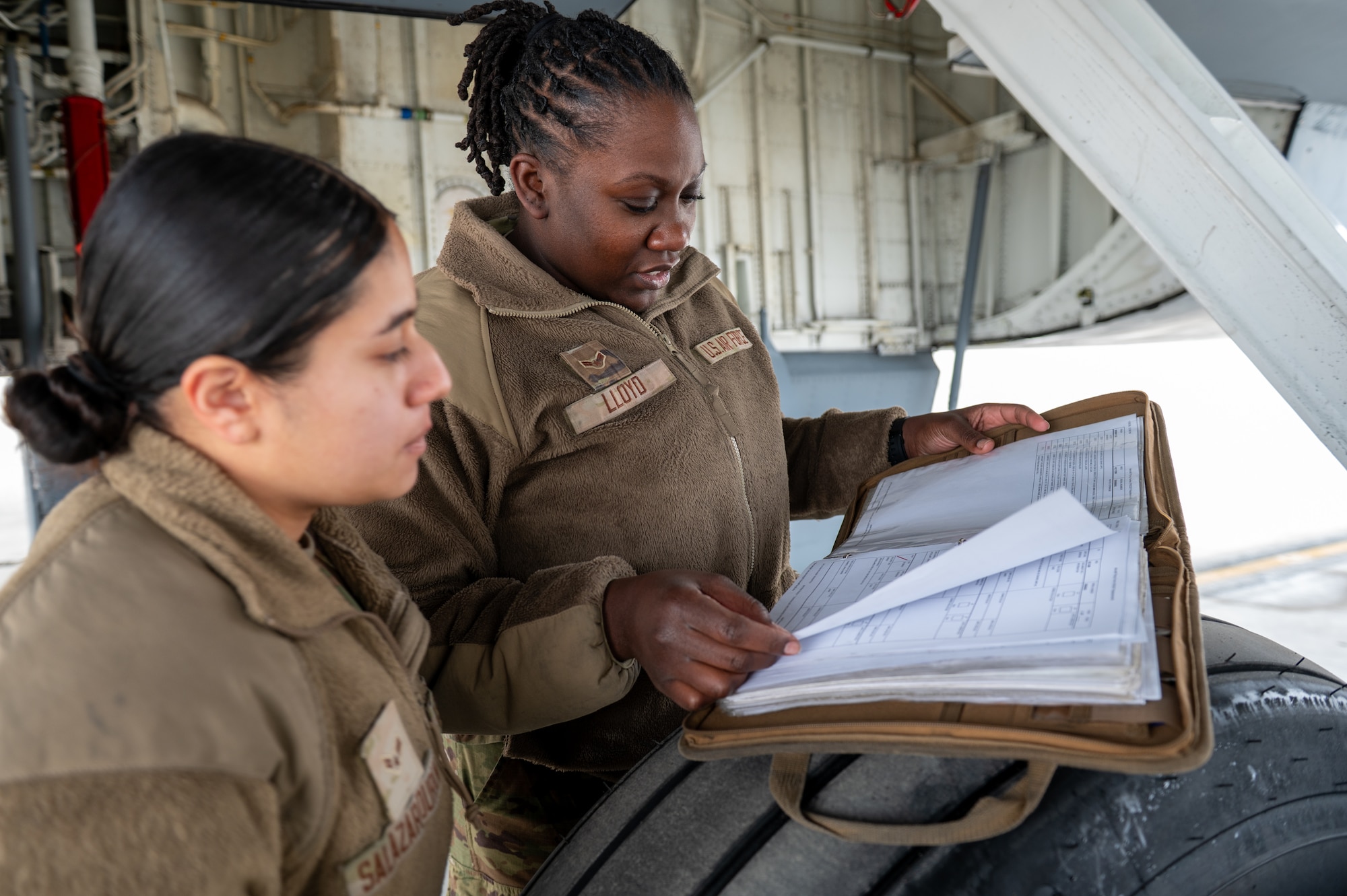 Military members talk.