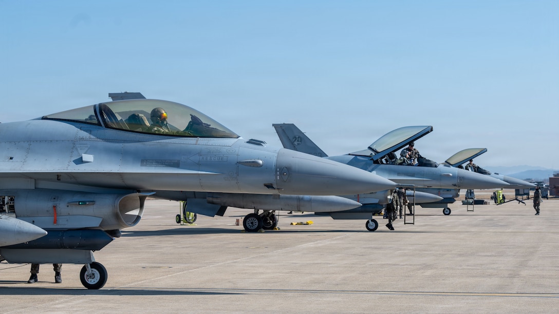 Republic of Korea Air Force KF-16 pilots from the 111th Fighter Squadron, arrives during Buddy Squadron 26-2 at Osan Air Base, ROK, Feb. 9, 2026.