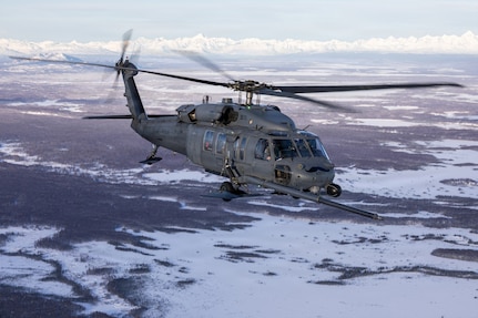 U.S. Air Force HH-60G Pave Hawk helicopter aviators assigned to the 210th Rescue Squadron, 176th Wing, Alaska Air National Guard, conduct flight operations over Southcentral Alaska, Jan. 29, 2026.
