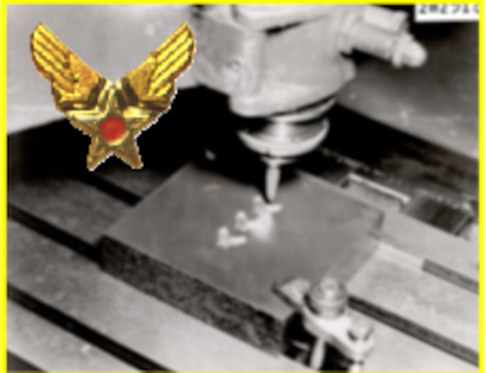 historical photo of AAF pin and machine cutting