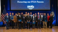 Inventors from Naval Surface Warfare Center Carderock Division gather for the FY25 Patent Awards Ceremony, where the command recognized employees whose innovations were issued U.S. patents over the past year. The event highlights Carderock’s ongoing commitment to cultivating and celebrating technical creativity across the workforce. (U.S. Navy photo by Corum Beyers.)