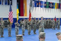 U.S. Army Soldiers participate in a Joint Multinational Training Group–Ukraine transfer of authority ceremony at Grafenwoehr Training Area, Germany, Feb. 18, 2026.