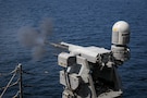 A Mark 38 25mm machine gun fires during a live-fire exercise aboard Arleigh Burke-class guided-missile destroyer USS Frank E. Petersen Jr. (DDG 121), Feb. 10, 2026. Frank E. Peterson Jr. is deployed to the U.S. 5th Fleet area of operations to support maritime security and stability throughout the Middle East. (U.S. Navy photo by Mass Communication Specialist 2nd Class Christian Kibler)