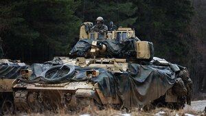 Bradley Fighting Vehicle maneuvering the battlefield during Combined Resolve