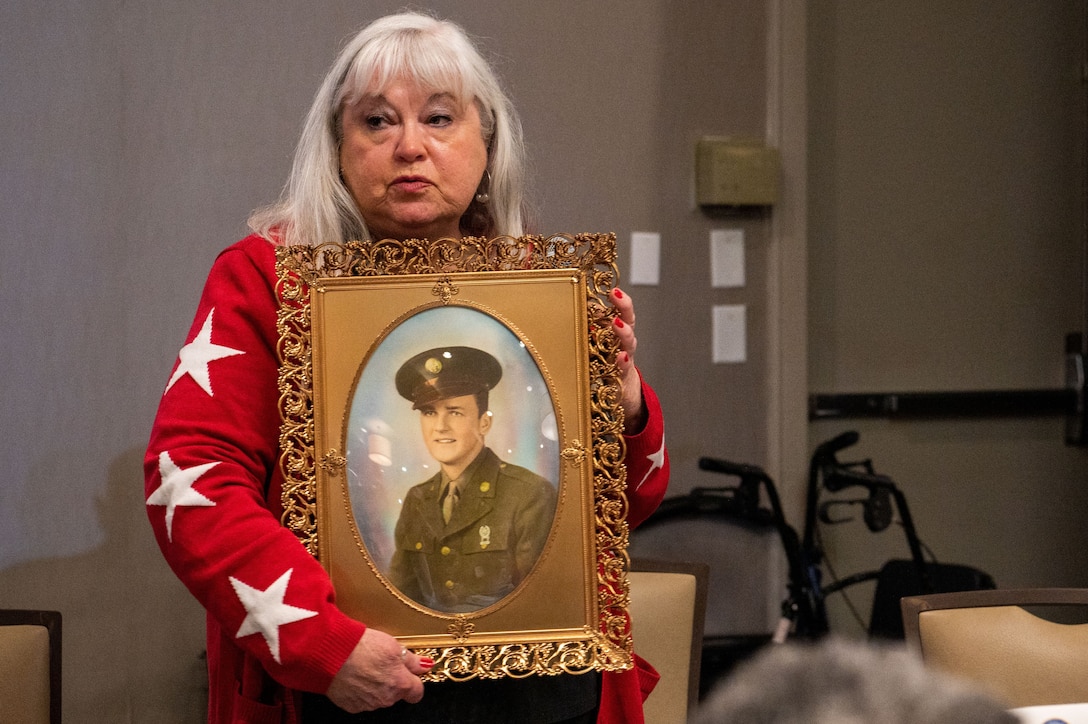 Carol Craig, a Charleston Family Member Update attendee shared a photo of her uncle U.S. Army Pvt. Roy C. Scales during a remembrance ceremony on Feb. 21, 2026.