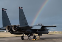 A plane is on the flightline.
